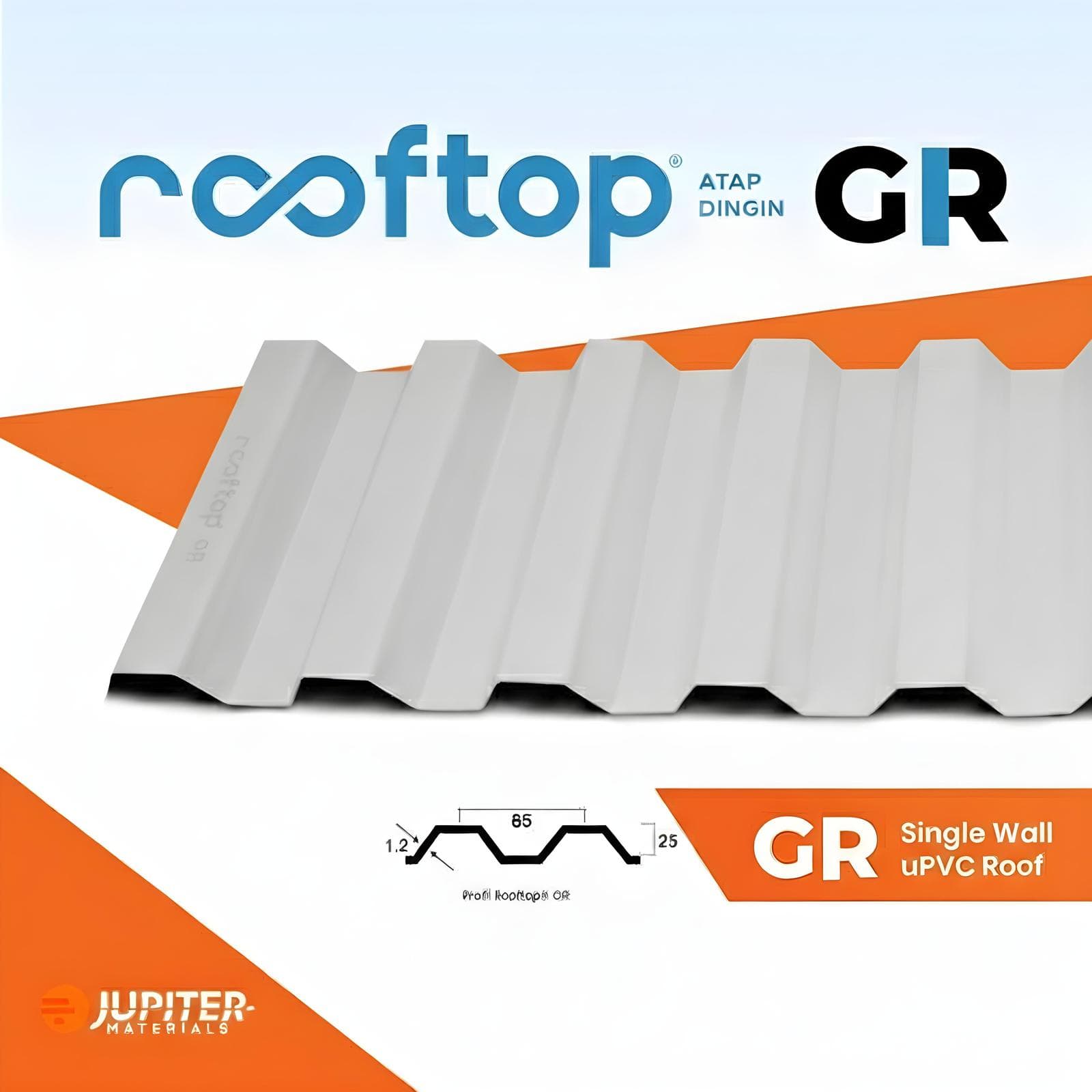 Atap uPVC Rooftop GR Series - Single layer - Putih, 2,4 Meter